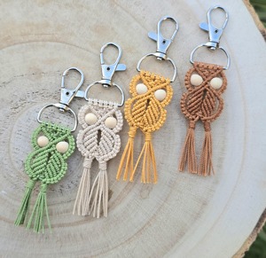 Porte-clés Macramé Hibou Fait Main Style Bohème, Breloque Décorative pour Sacs, Sacs à Main, Voitures, Accessoire Esthétique, Idée Cadeau - Product Image 3