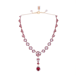 Red American Diamond Fashion Jewelry Necklace Set - Product Image 3