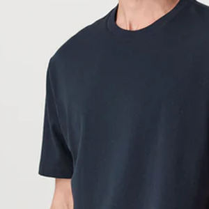 Fournisseur en gros de tissus en coton de qualité supérieure, tissu lourd, couleur unie, t-shirt pour homme à col rond surdimensionné, coupe décontractée, mode streetwear - Product Image 4