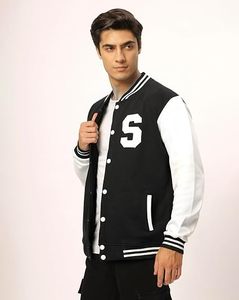 Factory Custom <b>Men</b> Wool Blend Eco-Friendly Winter Varsity <b>Jacket</b> <b>White</b> Chenille Streetwear Letterman Stand Collar Covered Button - Product Image 3