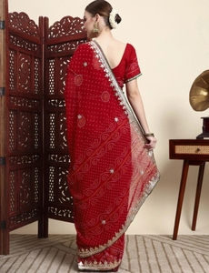 Sari Tradicional de Georgette con Estampado Bandhani - Product Image 3