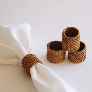 Anneaux de serviette en rotin tressé pour restaurants, personnalisables, style bohème naturel, à bas prix - Product Image 1