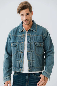 Chaqueta Vaquera Personalizada de Alta Calidad para Hombre, Talla Grande, Estilo Hip Hop, Logotipo Frontal, Secado Rápido y Transpirable, Servicio OEM de Invierno - Product Image 3