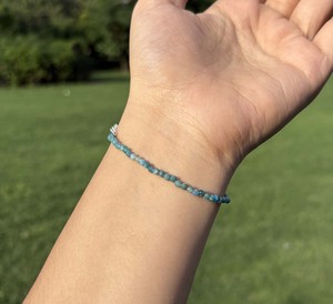 Wholesale Blue Apatite <b>Bracelet</b> Fine Gemstone <b>Bead</b> <b>Bracelet</b> with 925 Sterling Silver Extension Chain for Women - Product Image 6