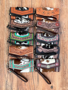 Bolso de mano de cuero de vaca occidental hecho a mano, diseño Tribal único, carteras de muñeca, carteras perfectas multiusos para mujer con estilo - Product Image 4
