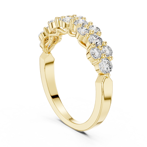 Bague de mariage de luxe en or jaune 18 carats avec diamants ronds en grappe et sertissage à griffes, pour femme, idéale pour un anniversaire - Product Image 1