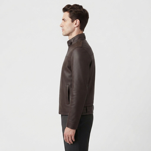 Men's Premium Cowhide Leather <b>Biker</b> <b>Jacket</b> Men's Fashion Leather Moto <b>Jacket</b> Men's Button Down Racer Leather <b>Jacket</b> - Product Image 3