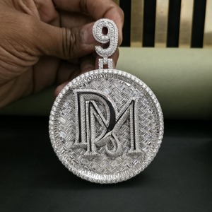 Number Bail <b>Pendant</b> VVS Moissanite Custom Letter Circle <b>Pendant</b> Fully Iced Out 925 <b>Silver</b> <b>Pendant</b> Hip Hop Custom <b>Initial</b> <b>Pendant</b> - Product Image 6