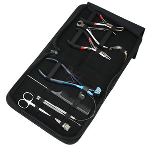 All in One Silver Stylist Hair Extension Tool Set with Blue TapeIn Plier MicroBead Remover Crimping Plier Pulling Hook Loop Tool - Product Image 1