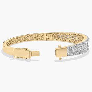 <b>Baguette</b> Diamond Channel Bangle <b>Bracelet</b> In Yellow Gold - Product Image 3