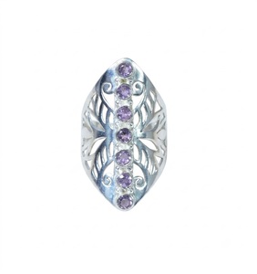 925 Sterling Silver Natural Amethyst Filigree Gemstone <b>Ring</b> Handmade Fine Jewelry Gift for Her - Product Image 1