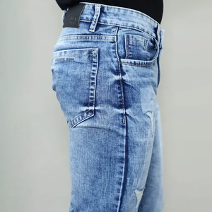 Jeans bleus stretch de qualité supérieure pour hommes, best-seller, taille mi-haute, marque Gex. - Product Image 3