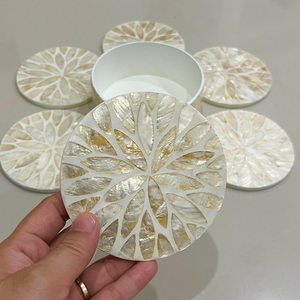 Premium Quality Classic Tea <b>Coaster</b> Set with Mother of Pearl Inlay <b>Heat</b> Resistant Mats & Pads Eco-Friendly Placemat Best Price - Product Image 3