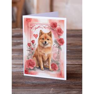 Spitz finlandés Valentine Roses Whimsical A7 Tarjetas de felicitación en blanco Paquete de 8 con sobres 5x7 Tamaño de nota - Product Image 2
