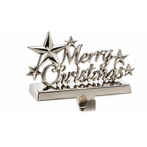 Support de chaussette de Noël en métal argenté brillant personnalisé, crochet de suspension lesté en aluminium pour cheminée, décoration de fête à domicile - Product Image 1