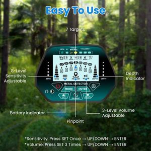 Set Professionale di Metal Detector per Adulti e Principianti, Bobina Impermeabile da 10,04 Pollici, Display LCD, Rilevatori di Metalli Industriali e d'Oro - Product Image 4
