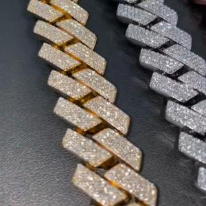 Chaîne cubaine en argent sterling plaqué or avec moissanite, bijoux hip-hop en argent 925, collier tendance - Product Image 2