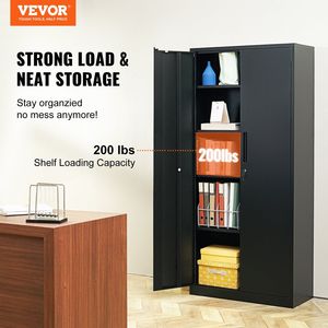 Armoire de rangement métallique à 2 portes avec verrouillage en acier, 4 étagères réglables, capacité de 71 lb, étagères de garage avec capacité de 200 lb - Product Image 2