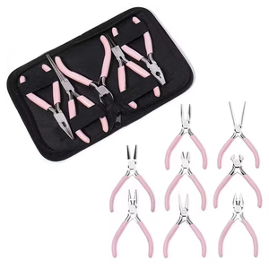 Stainless Steel Habi Industries Jewelry <b>Pliers</b> <b>Set</b> Pink Handle Precision Wire Cutters 4Pcs Jewelry Making Silver Gold Wire - Product Image 5