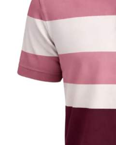 Camiseta Polo de Algodón para Hombre, Rayas Rosa y Borgoña, Corte Clásico, Manga Corta, Ropa Casual de Verano, Fabricante OEM, Suministro al por Mayor - Product Image 5
