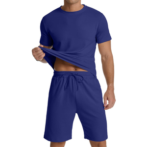 Nouvel ensemble de survêtement d'été élégant et décontracté pour hommes, respirant et confortable, à manches courtes, 100 % coton, vente en gros - Product Image 2