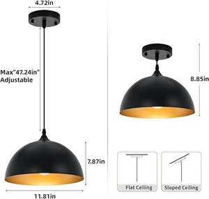 Lampe suspendue industrielle, luminaire de plafond en métal élégant pour îlot de cuisine, salle à manger, café, bar, restaurant, maison - Product Image 2