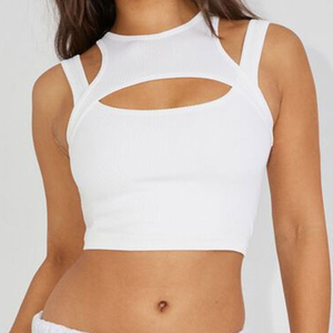 2025 New Arrival Women <b>Crop</b> Tank <b>Top</b> Eco-Friendly 100% Cotton Canvas Fabric Casual Street Style Custom Printing - Product Image 5