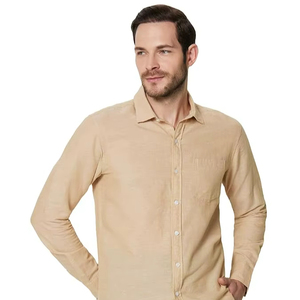 Chemise en mélange de coton et de lin pour homme – Coupe classique |   Chemise légère à manches longues pour un usage décontracté et professionnel - Product Image 1