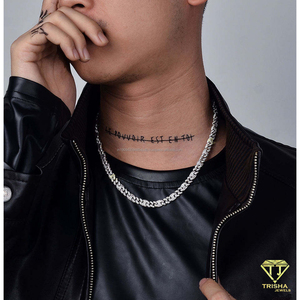 Collier chaîne cubaine en argent sterling 925 avec diamants Moissanite, style Iced Out, luxe, hip hop, pour homme et femme, bijoux tendance - Product Image 3