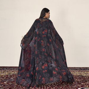 Abaya élégante en mousseline de soie à sequins, ouverte sur le devant, à manches longues, robe islamique modeste, jalabiya de luxe de style arabe, style Dubaï, pour femmes, taille plus, pour l'Aïd - Product Image 4