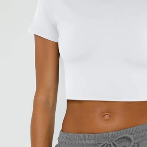 Top Corto de Manga Corta para Mujer, Algodón y Poliéster de Primera Calidad, Ropa Casual, Proveedor Mayorista de Tops Cortos para Mujer, Camisetas Cortas - Product Image 6