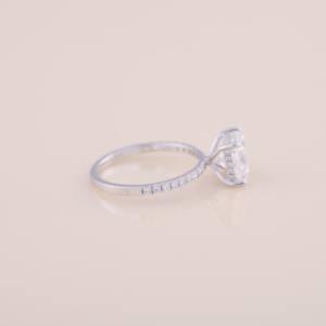 IGI Princess Cut Lab Grown Diamond Engagement & Wedding Ring with Pavé Band in <b>Solid</b> 925 Sterling <b>Silver</b> - Product Image 4