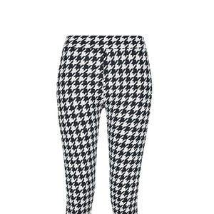 Leggings de yoga taille haute longueur intégrale, motif pied-de-poule, extensibles dans les quatre sens, en Spandex et Polyester, taille élastique - Product Image 2