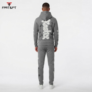 Ensemble de survêtement sportif pour homme, coupe slim, à capuche, tendance hiver, couleur unie, idéal pour la gym et le jogging, en promotion - Product Image 2