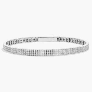 3 Row Lab Grown Diamond <b>Bangle</b> <b>Bracelet</b> in White Gold - Product Image 1