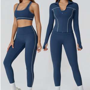 Nuevo Conjunto Deportivo de 2 Piezas para Mujer, Transpirable y Sin Costuras, para Yoga, Manga Larga, Cintura Alta, Pantalones Cortos Ajustados, Leggings - Product Image 2
