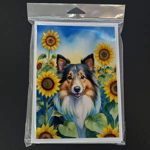Sheltie fantaisiste en tournesols A7 taille 5x7 cartes vierges paquet de 8 avec enveloppes cartes de voeux - Product Image 3
