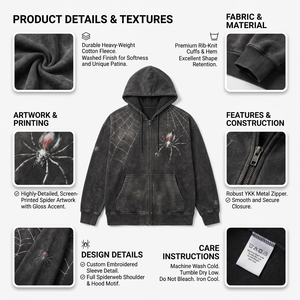 Sweat à capuche zippé graphique pour homme OME, imprimé toile d'araignée, manches longues, streetwear urbain, vente en gros B2B, stock personnalisé en vrac - Product Image 4