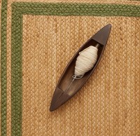 Tapis en jute tressé à la main en fibres naturelles avec bordure verte, tapis rustique bohème