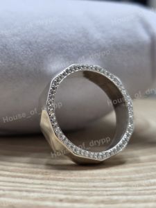 VVS Moissanite Diamond Geometric Eternity Band <b>Ring</b> In 925 <b>Silver</b> With Pave <b>Set</b> Minimalist Design Unisex Everyday Wear - Product Image 3