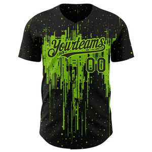 Camiseta de Béisbol Sublimada para Hombre, Color Negro y Verde, con Botones, Cuello en V, Manga Corta, Absorbe la Humedad, Estilo 2026 - Product Image 1
