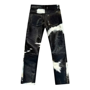 Pantalon Moto Homme Noir en PU Enduit, Taille Haute, Coupe Droite, Fermeture Boutonnée, Rivets Décoratifs, Tissu Tissé Lourd, Style Hiver - Product Image 2