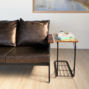 Table de canapé compacte en métal en forme de C de style industriel pour le café et les collations dans les meubles de salon à la maison - Product Image 5