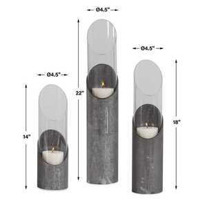 Candélabre Sculptural Moderne Forme Ronde Design Artistique Contemporain Pour Décoration Intérieure de Luxe Finition Texturée Durable Lot de 3 - Product Image 3