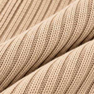 Suéter de cuello alto acanalado beige para hombre, jersey de punto cálido de manga larga para invierno, jersey de punto suave informal de moda con cuello alto - Product Image 6