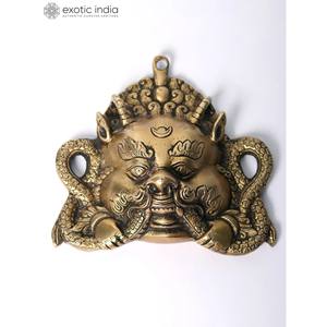 Masque mural Kirtimukha en laiton fait à la main de 6 pouces petit article fabriqué en Inde - Product Image 2