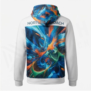 Sweat-shirt à capuche pour homme North Approach, imprimé abstrait blanc, poche, style décontracté, vêtements d'automne - Product Image 2