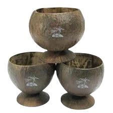 Juego de cuencos de cáscara de coco orgánico de Vietnam 100%, vajilla de papel pulido Vintage ecológica, acabado sostenible, grabado de coco - Product Image 2