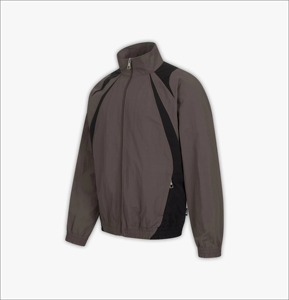 Ensemble coupe-vent pour homme, style tendance, à panneaux ondulés, col montant, en polyester, entièrement zippé, bicolore, personnalisable avec votre logo, et survêtements froissés pour garçon - Product Image 4