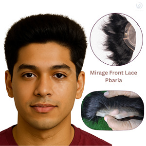 GH-M16 Prótesis Capilar Masculina de Cabello Virgen Remy Indio Dorado, Base de Seda, Cierre Central, Liso Suelto, 90-120% de Densidad, 100% Atado a Mano - Product Image 3